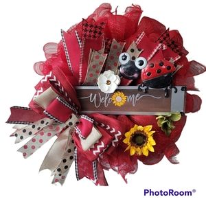 Wreath,  Ladybug Garden Wreath